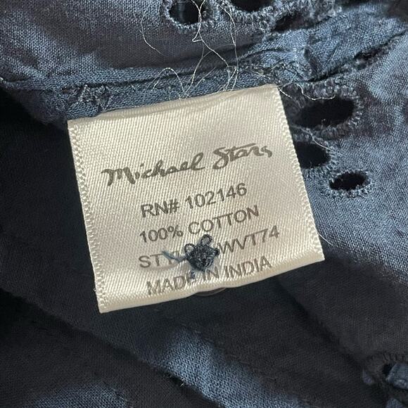 NEW MICHAEL STARS Dress Size Small Bernadette Navy Eyelet Cotton Shirtdress NWOT - Picture 15 of 16